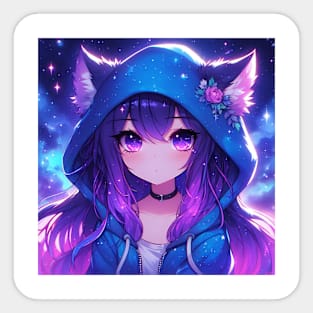 Galaxy Anime Girl Sticker